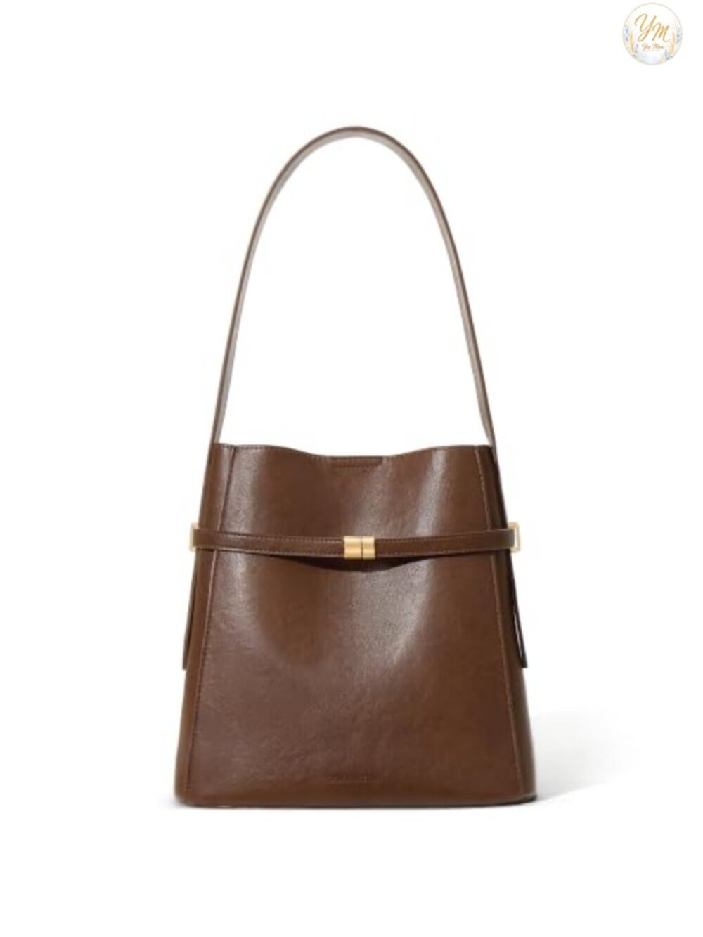 Vegan Leather Shoulder Bucket Bag with Drawstring Pouch Magnetic Closure